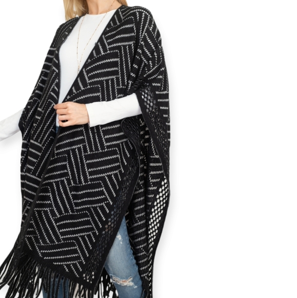 Ruana Wrap With Fringe - Picture 5 of 11